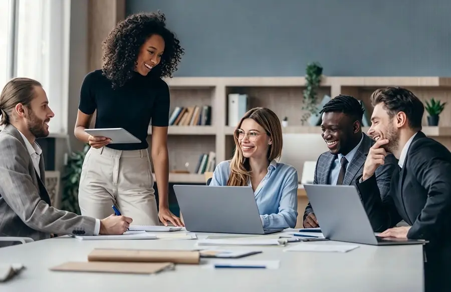 Equipo de trabajo en una oficina