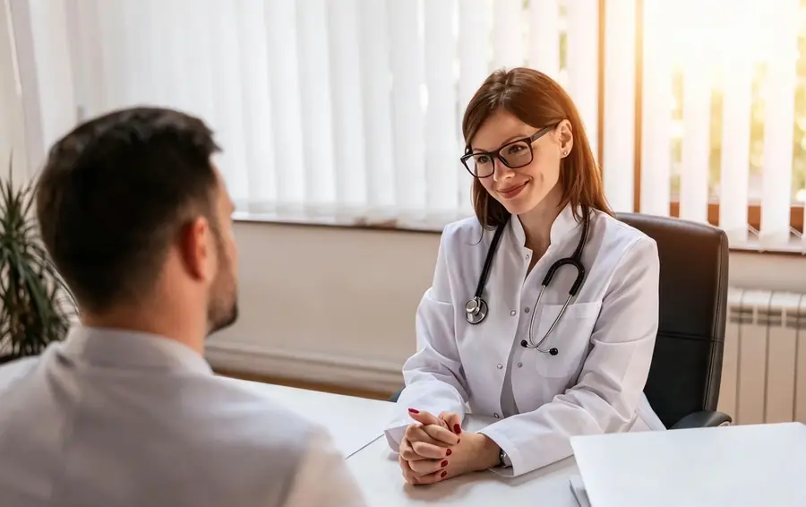 Doctora conversando con un paciente
